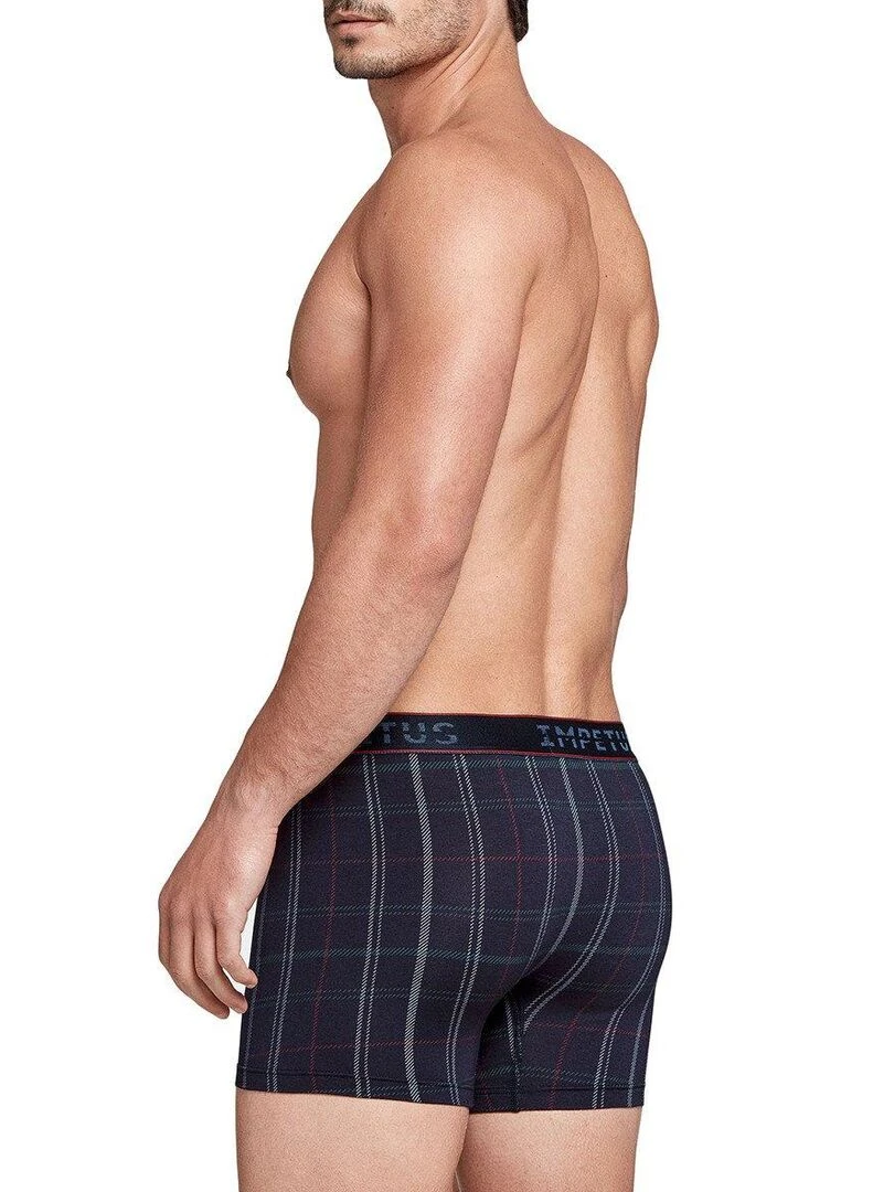 Boxer à carreaux en modal et coton Christmas   Bleu