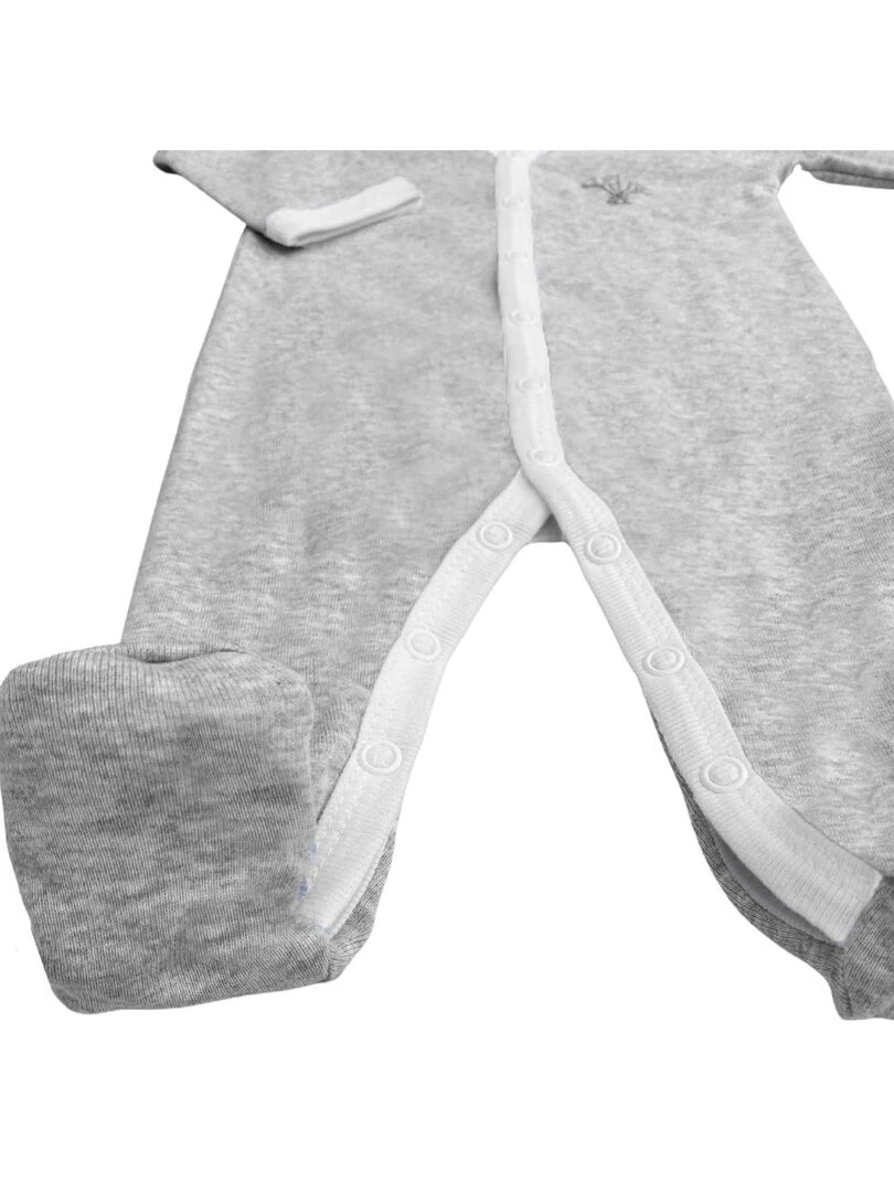 Pyjama été léger   100% coton biologique   1 à 6 mois   Gris