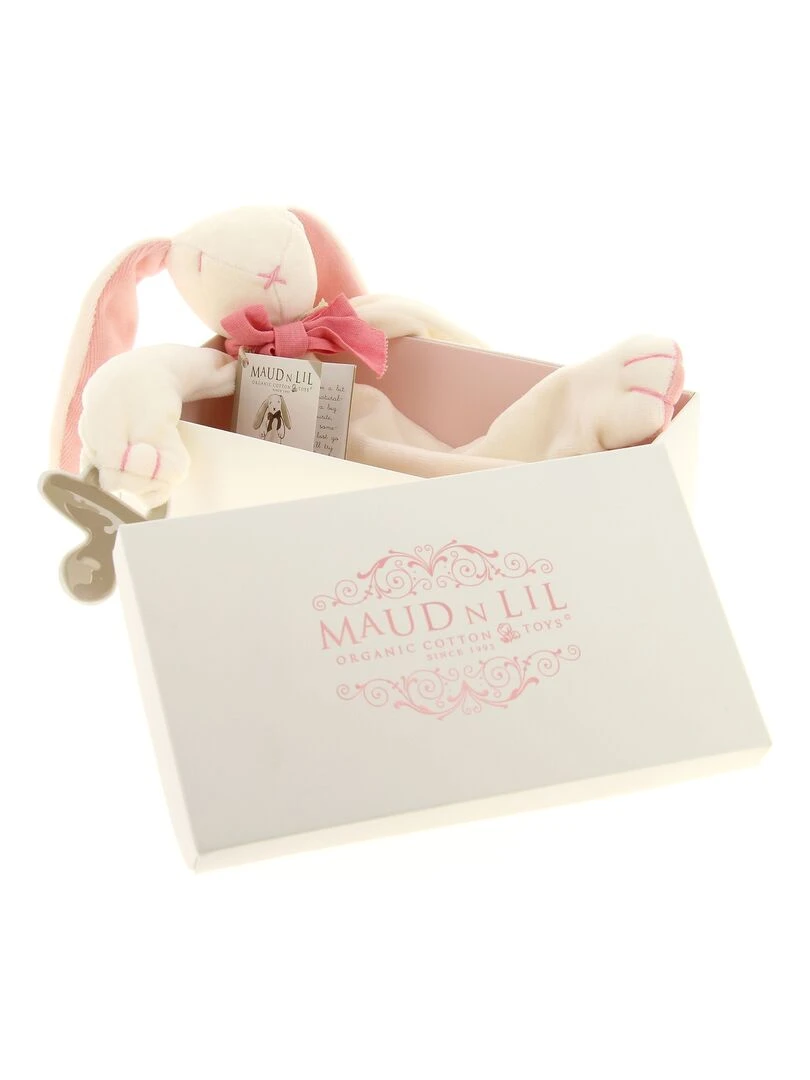Doudou Lapin Plat Bio Rose en Boîte Cadeau N/A
