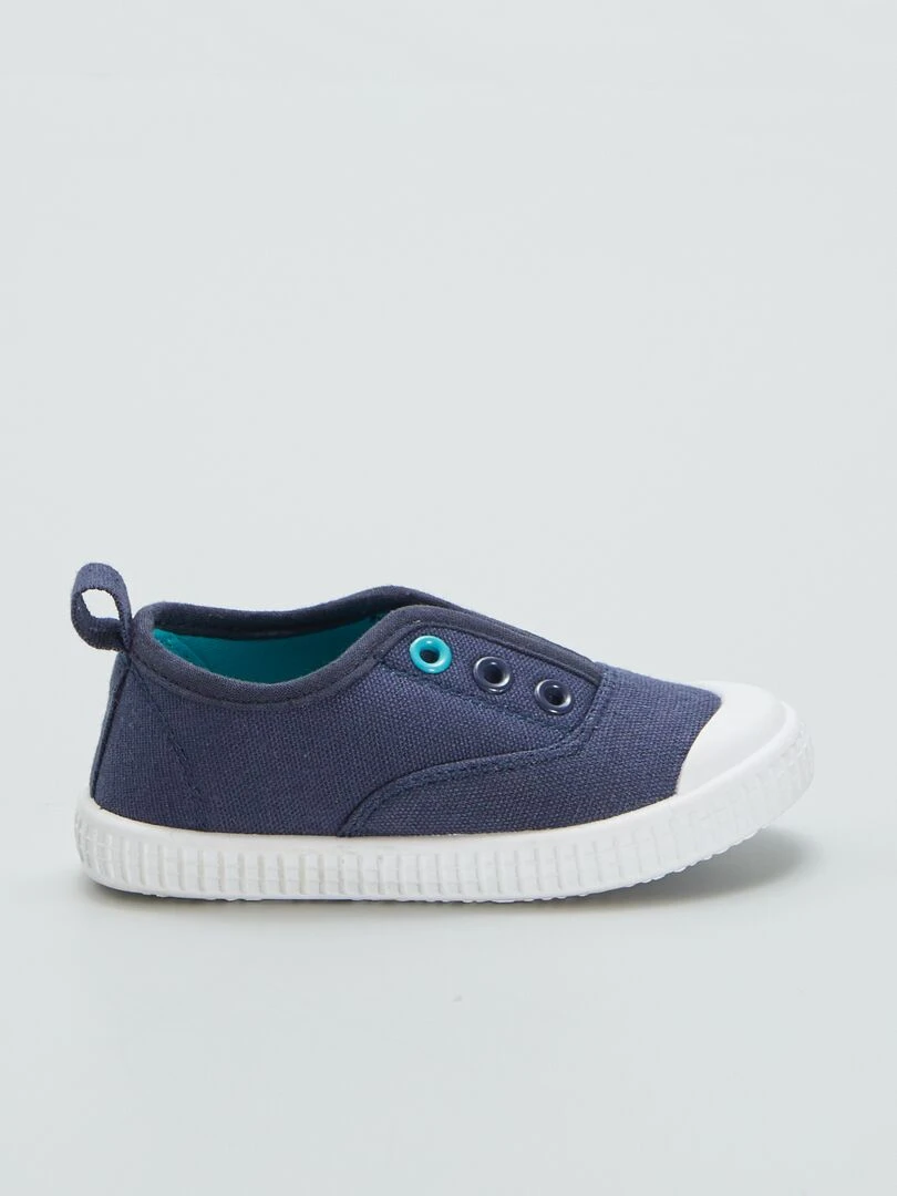 Baskets basses en toile sans lacets Bleu