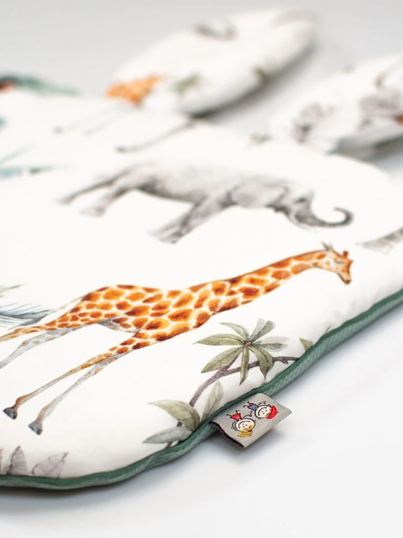 Oreiller plat coussin lapin réversible Safari Multicolore