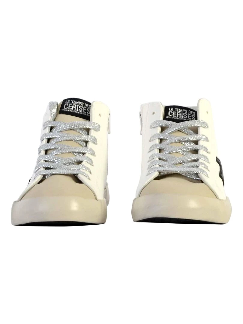 Basket Montante Cuir Le Temps Des Cerises Soho High   Blanc