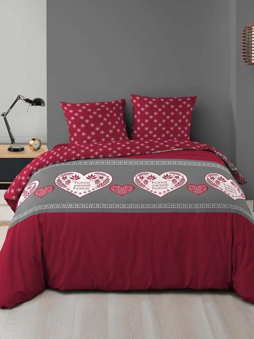Housse de couette + taie(s) Alpille microfibre flanelle Rouge