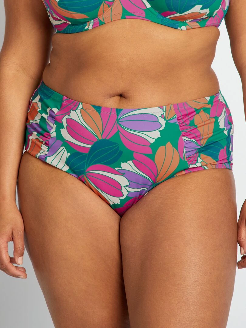 Culotte de bain imprimé maxi fleurs Vert
