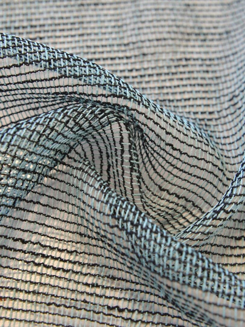 Voilage tamisant en filet rustique   Bleu
