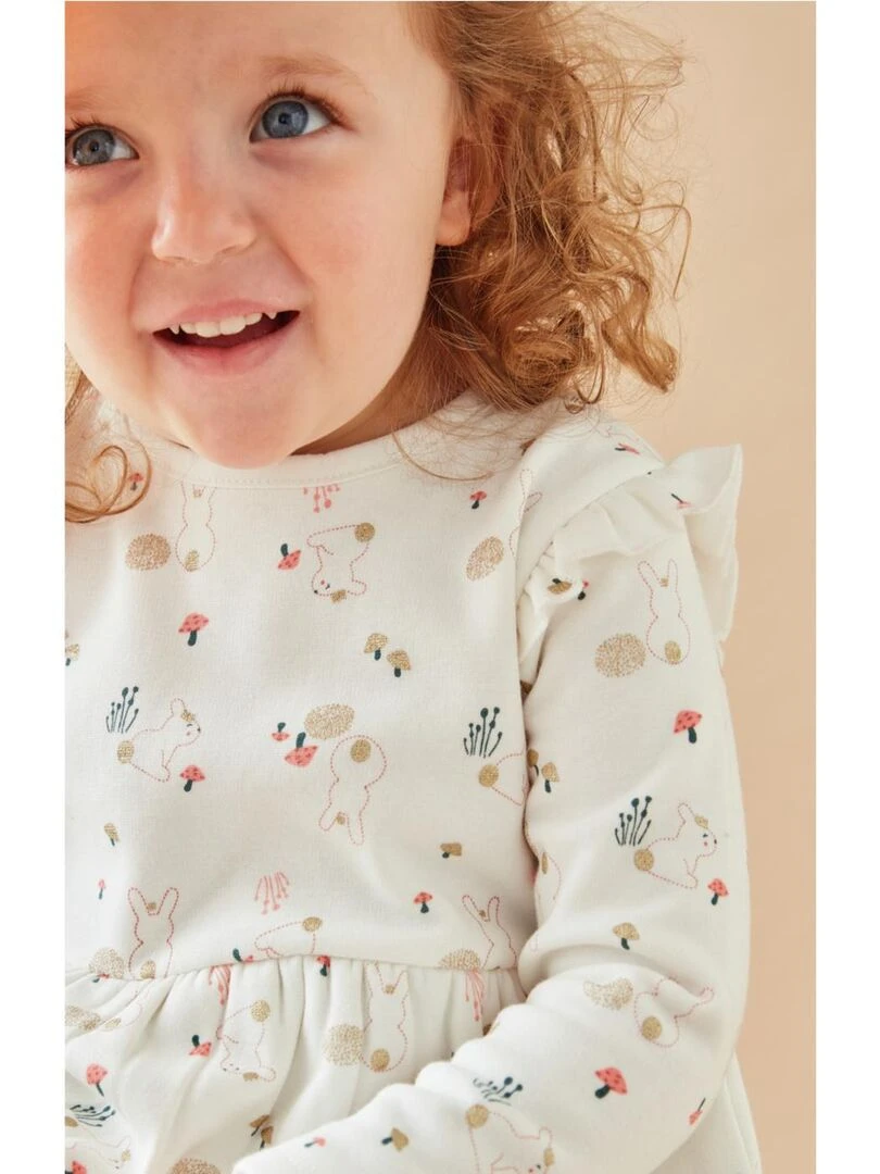 Robe imprimé lapin en sweatoloudoux Noukie's Blanc