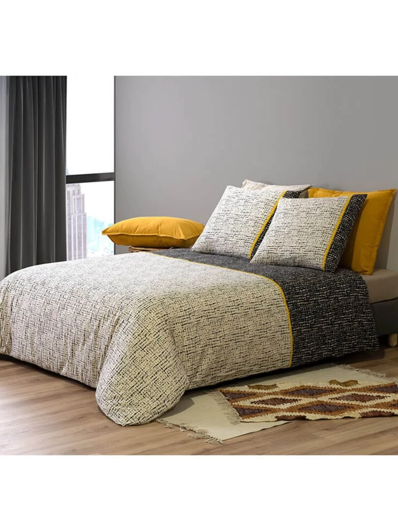 Housse de couette 260x240 Vulcane + 2 taies 100% coton 57 fils   Gris