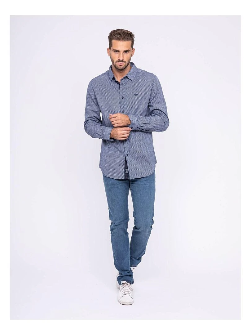 Chemise manches longues motifs TAMIX   Bleu marine