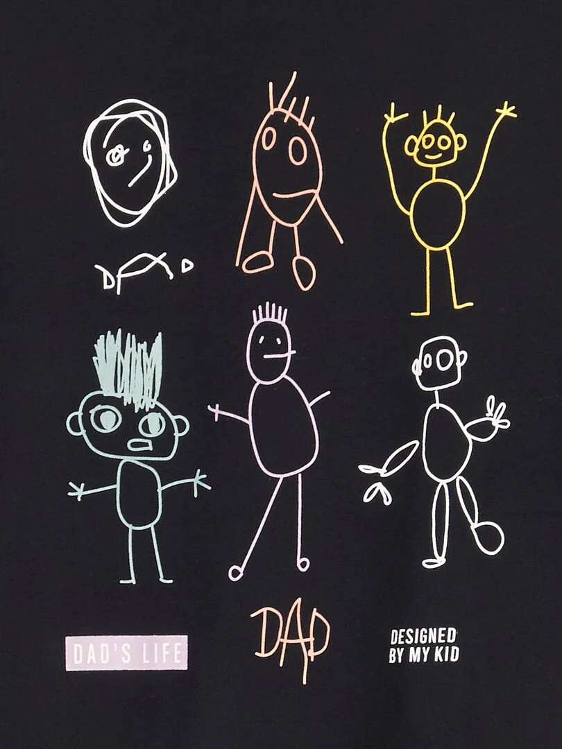 T shirt imprimé fête des pères Noir