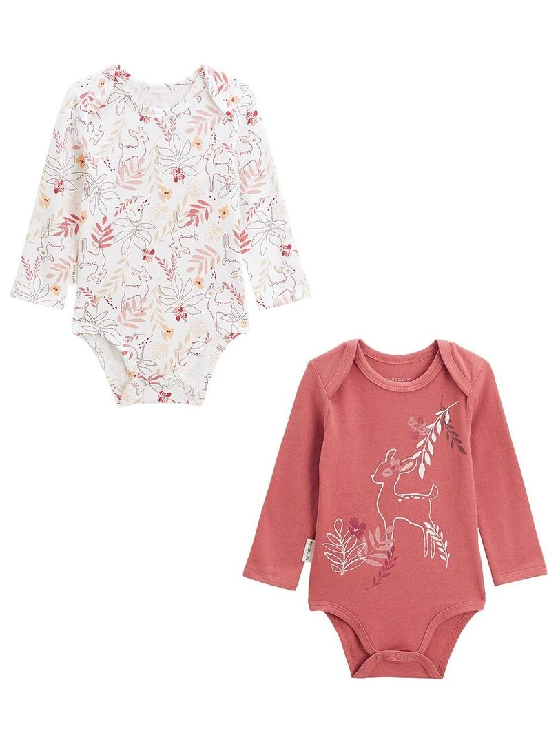 Lot de 2 bodies bébé manches longues Oma Biche Rose