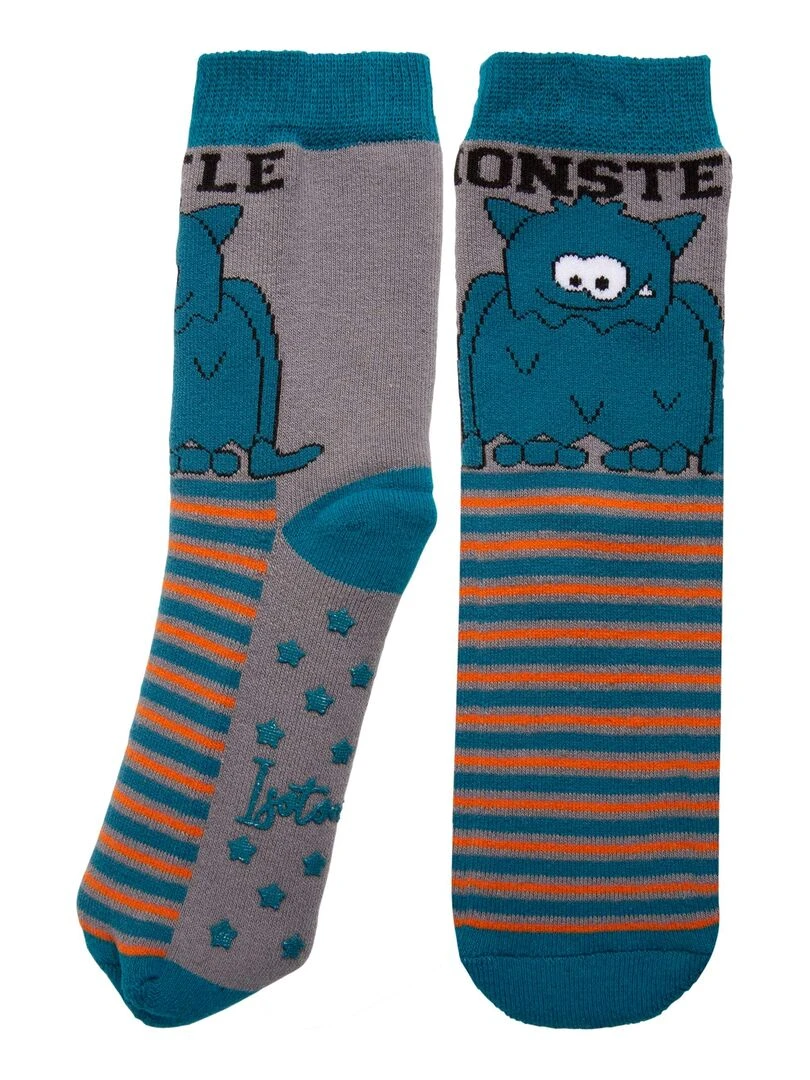 Chaussettes antidérapantes monstre Bleu 27/34 Multicolore