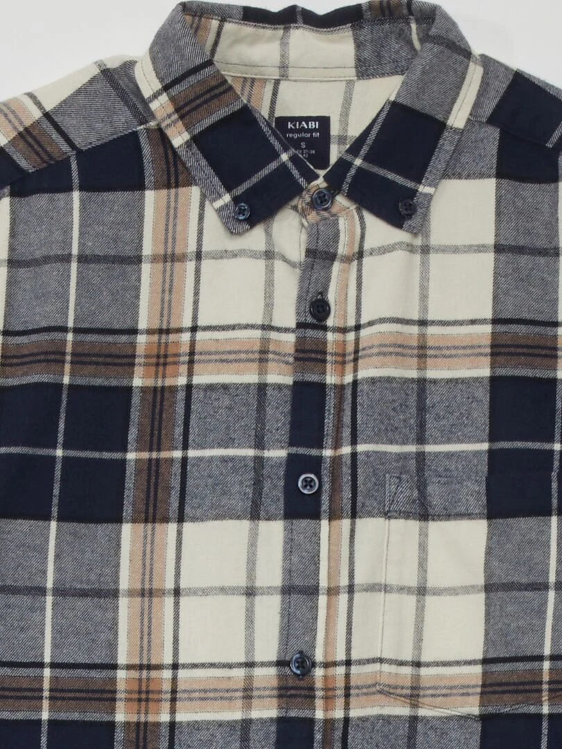 Chemise en flanelle à carreaux   Bleu/beige