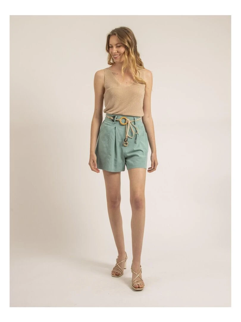 Short effet lin XEDONA   Vert d'eau