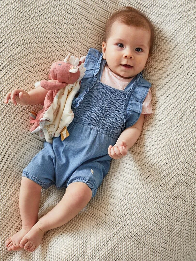 Set salopette denim + t shirt bleu/rose clair Noukie's Bleu