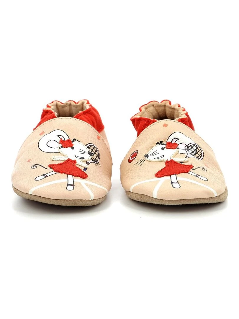 Chaussons Cuir Tennis Mouse   Rose