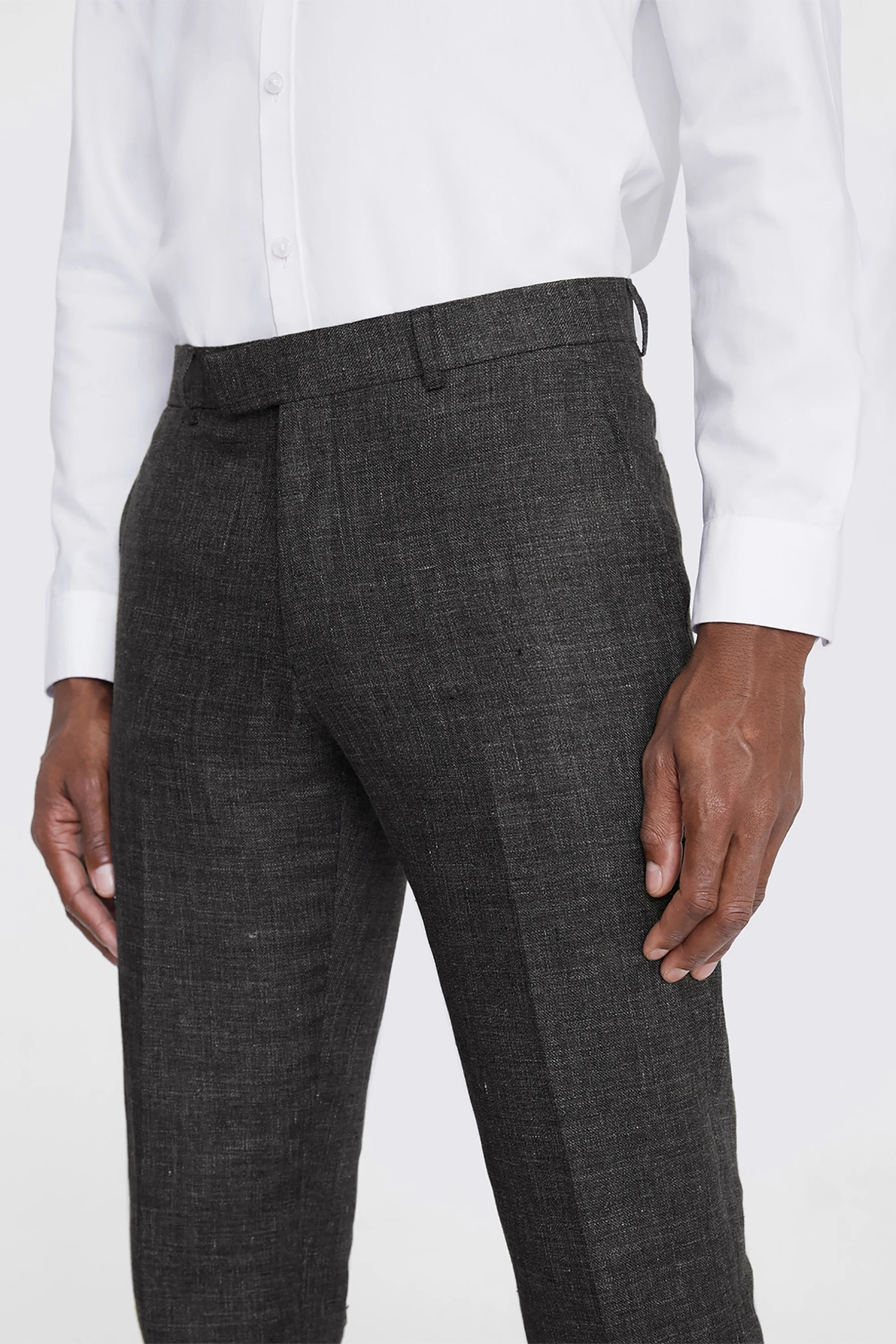 Tailored Fit Khaki Linen Trousers   Buy Online at Moss