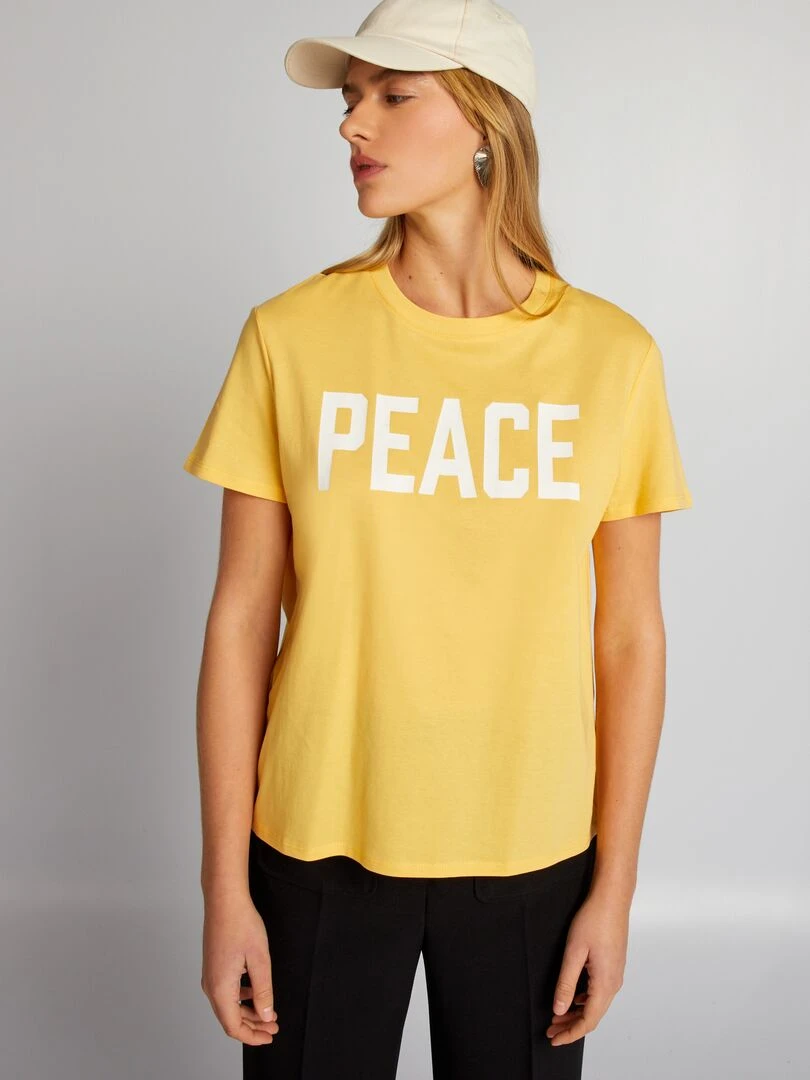 T shirt en jersey imprimé Jaune