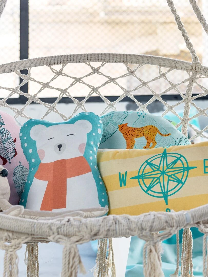 Coussin World map "Happyfriday" Blanc