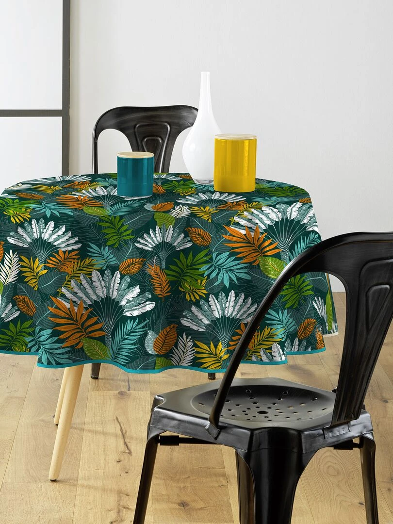 Nappe ronde PVC 160 cm Feuilles panazio Multicolore