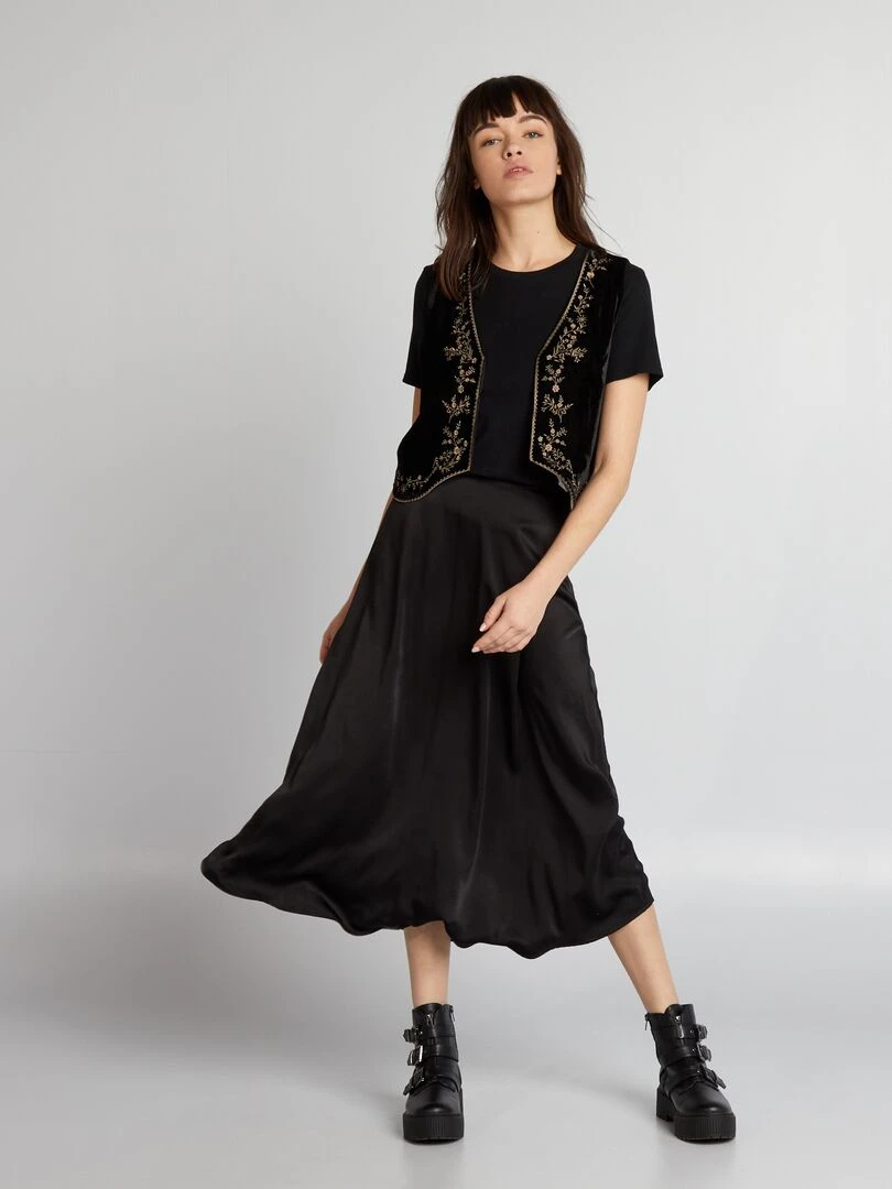 Veste sans manches en velours Noir