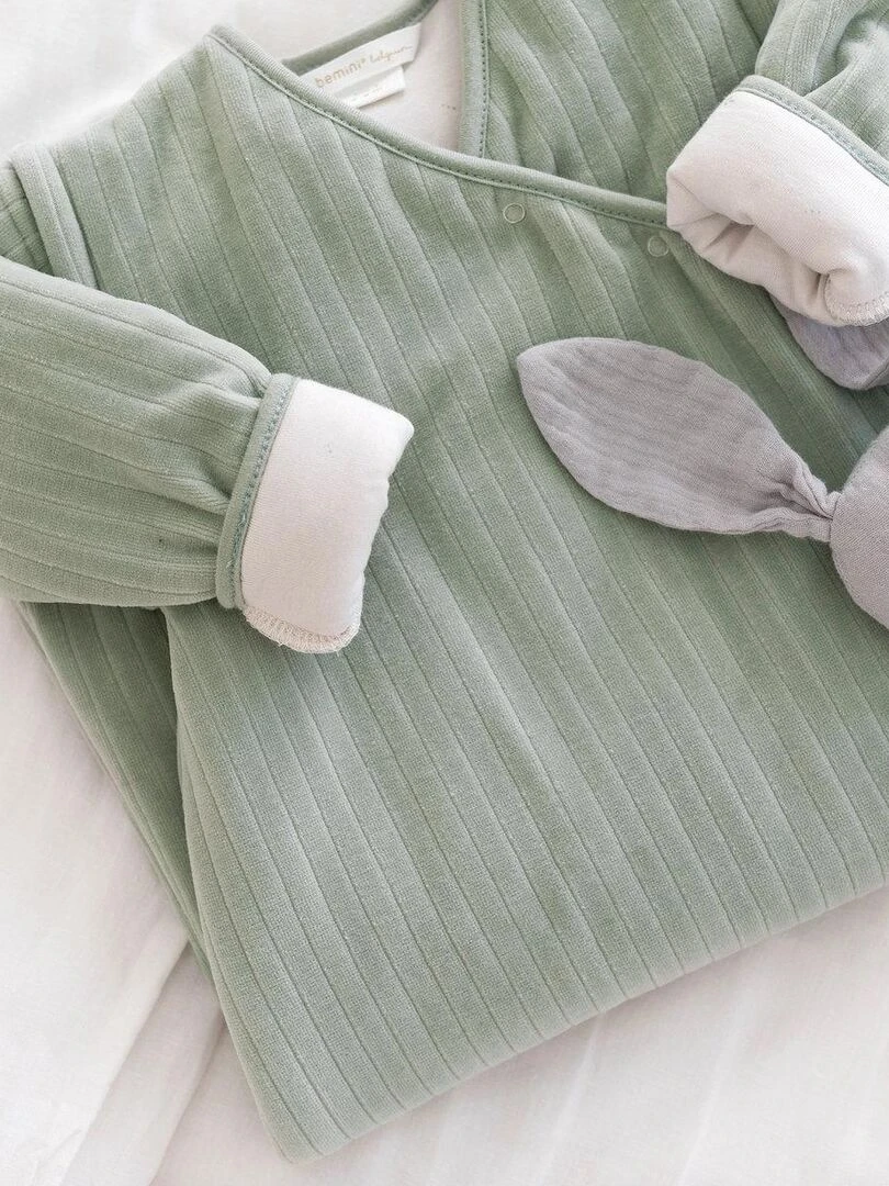 Bemini Gigoteuse jambes séparables Pady velvet et jersey Vert pistache