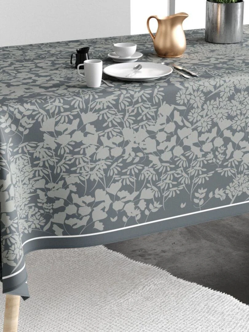 Nappe rectangulaire anti tache en Coton Fouga Gris