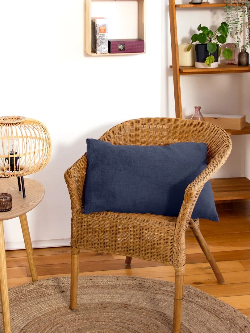 Coussin double gaze de coton Bleu