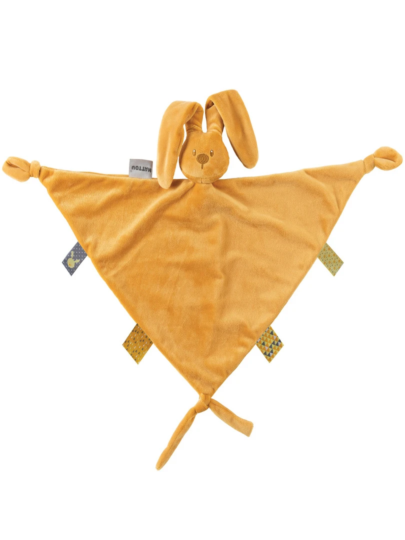 Maxi doudou attache sucette lapin Lapidou ocre (40 x 65 cm) Jaune