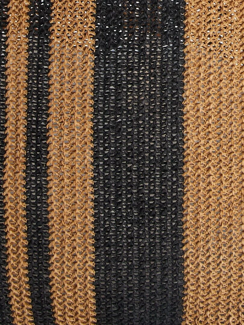 Cabas en paille avec rayures   Noir
