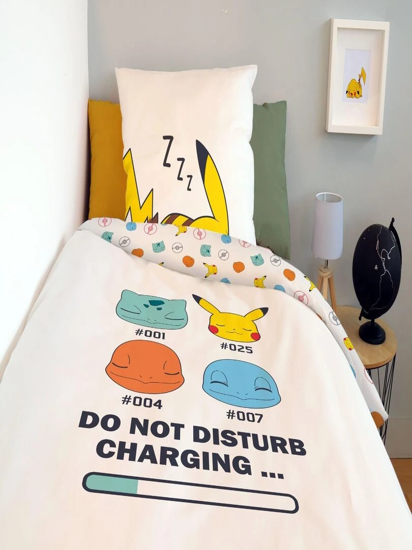 Housse de Couette Enfant Pikachu   Blanc