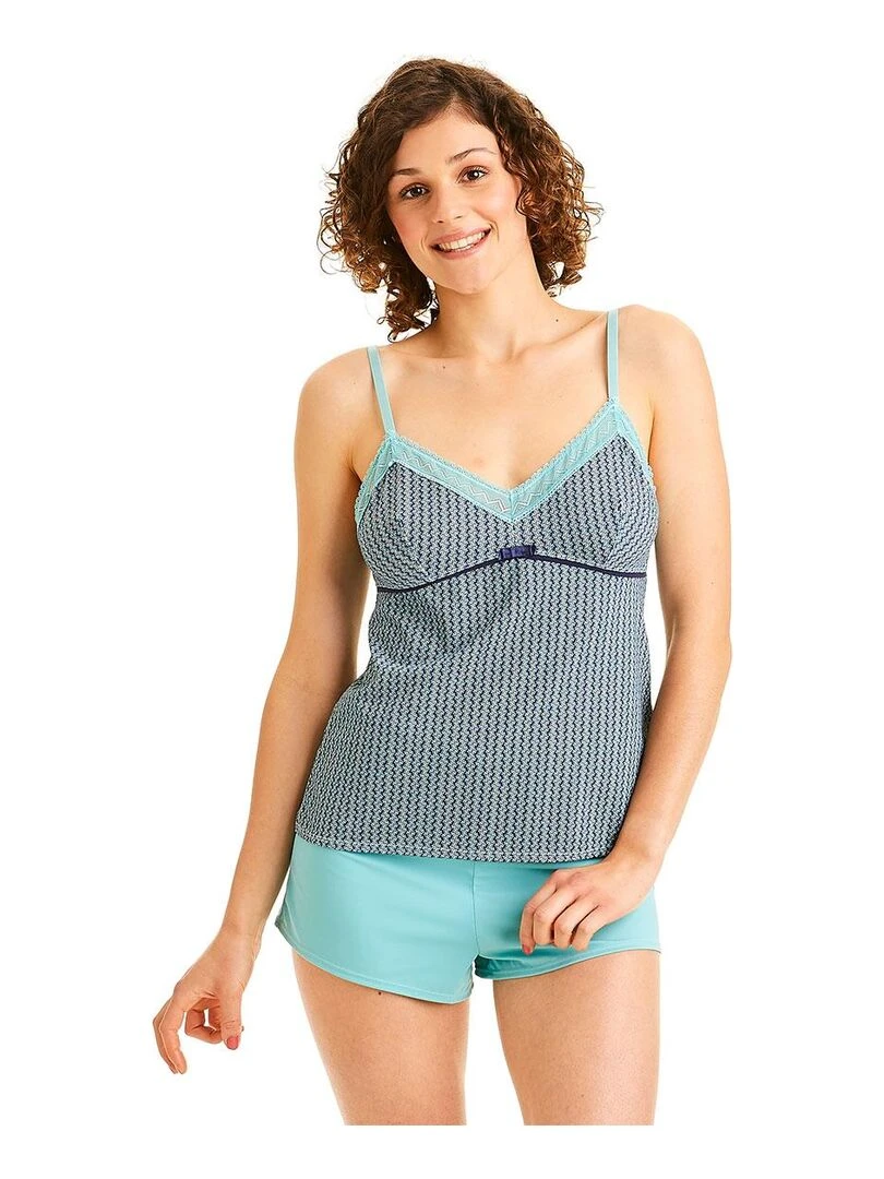 Top short ROSE Pomm'Poire Bleu