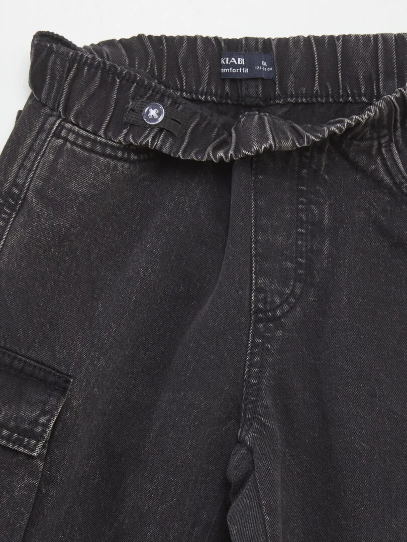 Jean droit avec poches à rabat   Noir