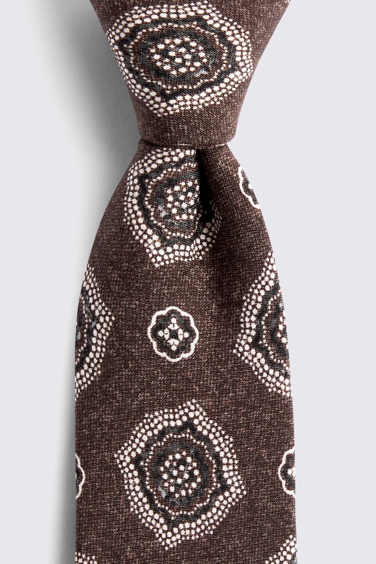 Bottinelli Cappuccino Silk Jumbo Medallion Tie Buy Online at Moss
