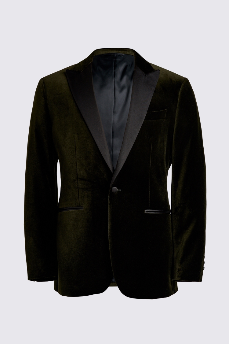 Regular Fit Olive Velvet Jacket   Buy Online at Moss