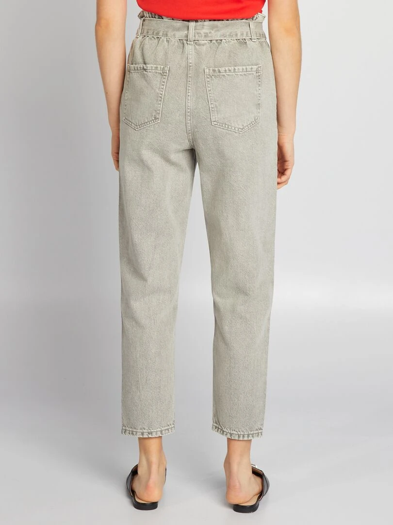 Pantalon denim mom fit   Vert