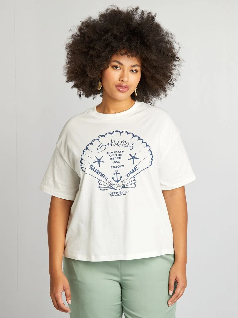 T shirt imprimé coquillage   Blanc