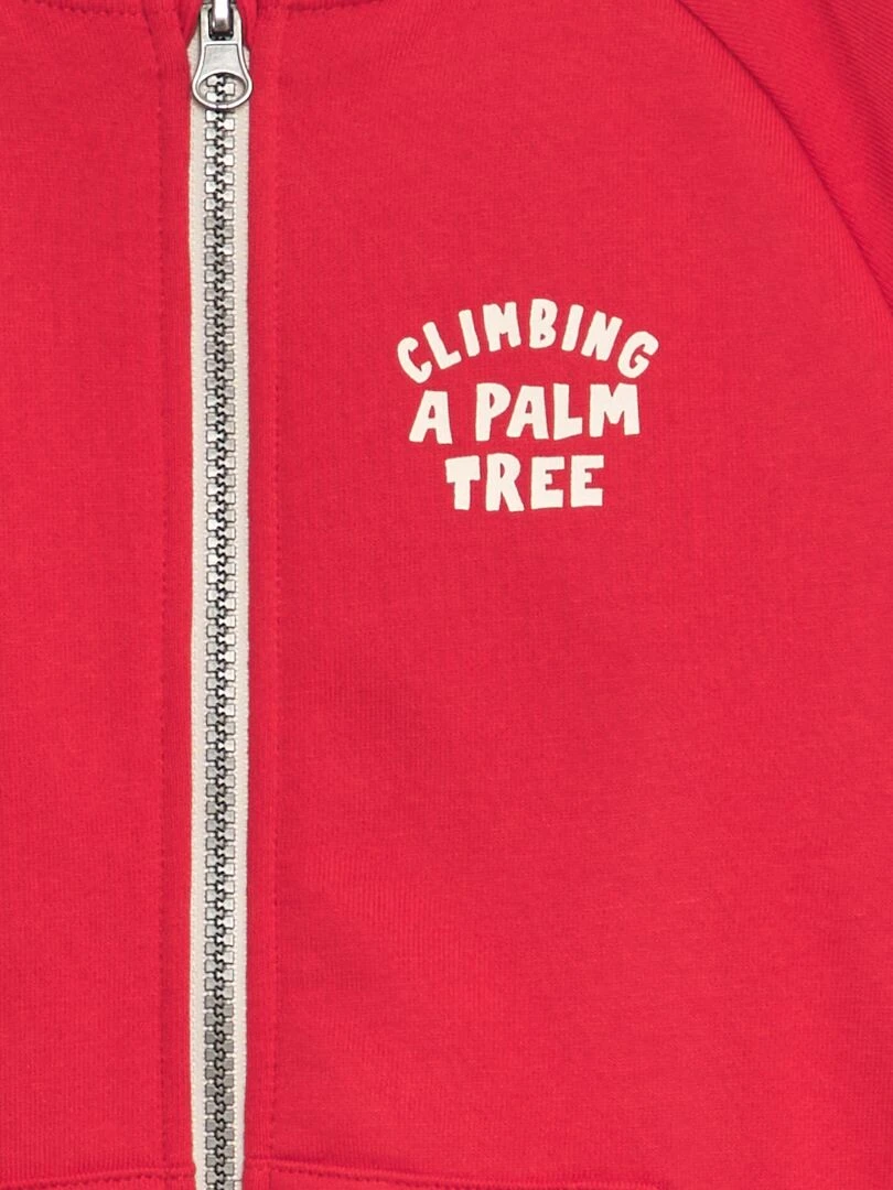 Sweat zippé en molleton fin Rouge
