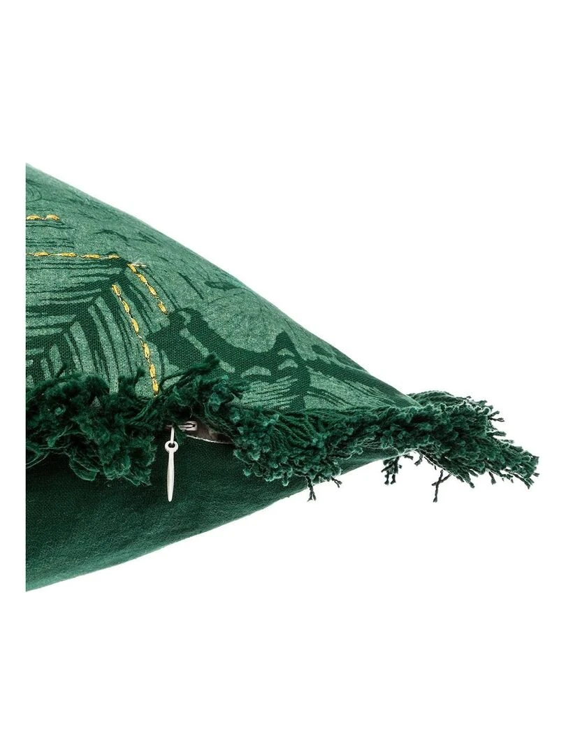 Housse de coussin brodée 40x40 Jungle Vert