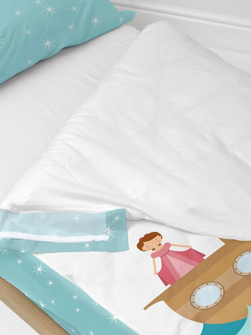 Couchage prêt à dormir Avec rembourrage Flying boy "Happyfriday" Blanc Bleu