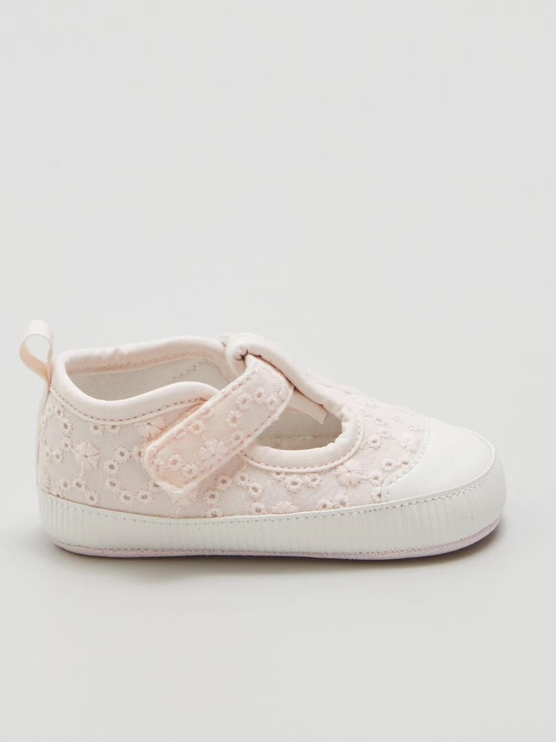 Baskets à bride en tissu ajouré Rose pâle