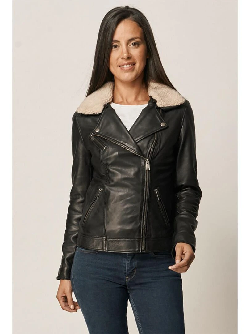 Lee Cooper Veste manches longues cuir regular fit BARTIMEE Noir