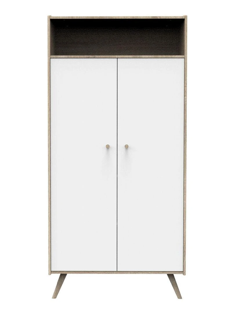 Armoire 2 portes et 1 niche SAUTHON Blanc Marron