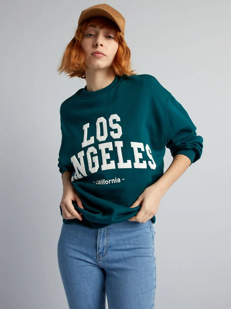 Sweat molletonné à imprimé   Vert