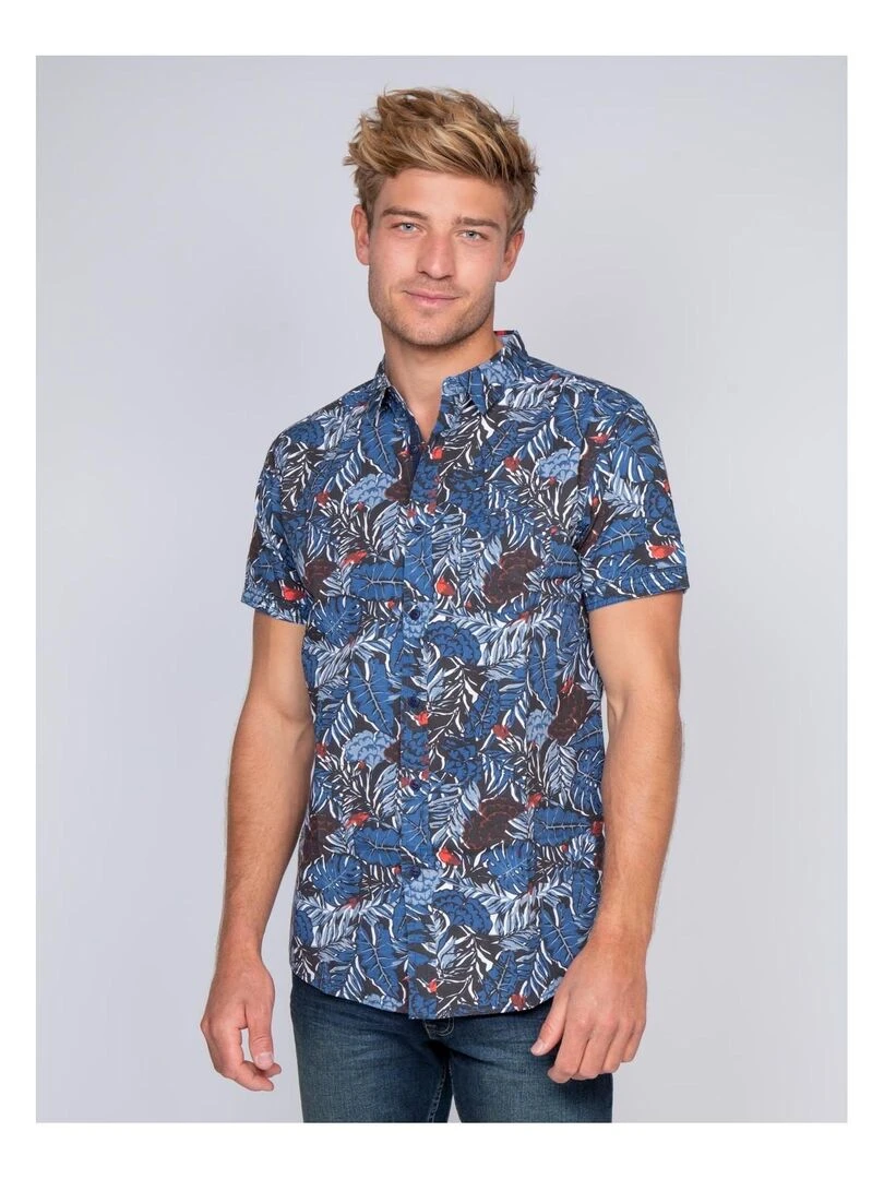 Chemise manches courtes pur coton DINO Bleu marine