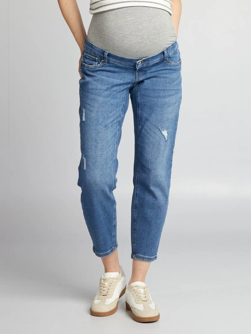 Jean mom de maternité avec bandeau   Only Maternity   Bleu