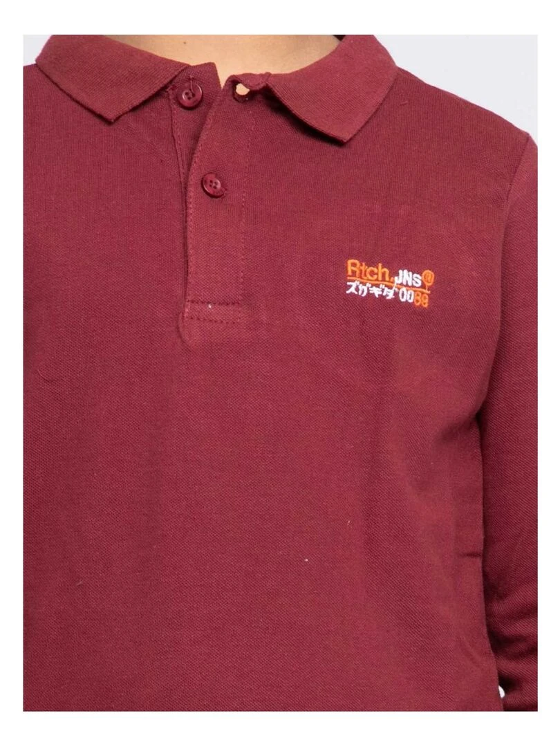 Polo manches longues pur coton PODRICK J   Bordeaux