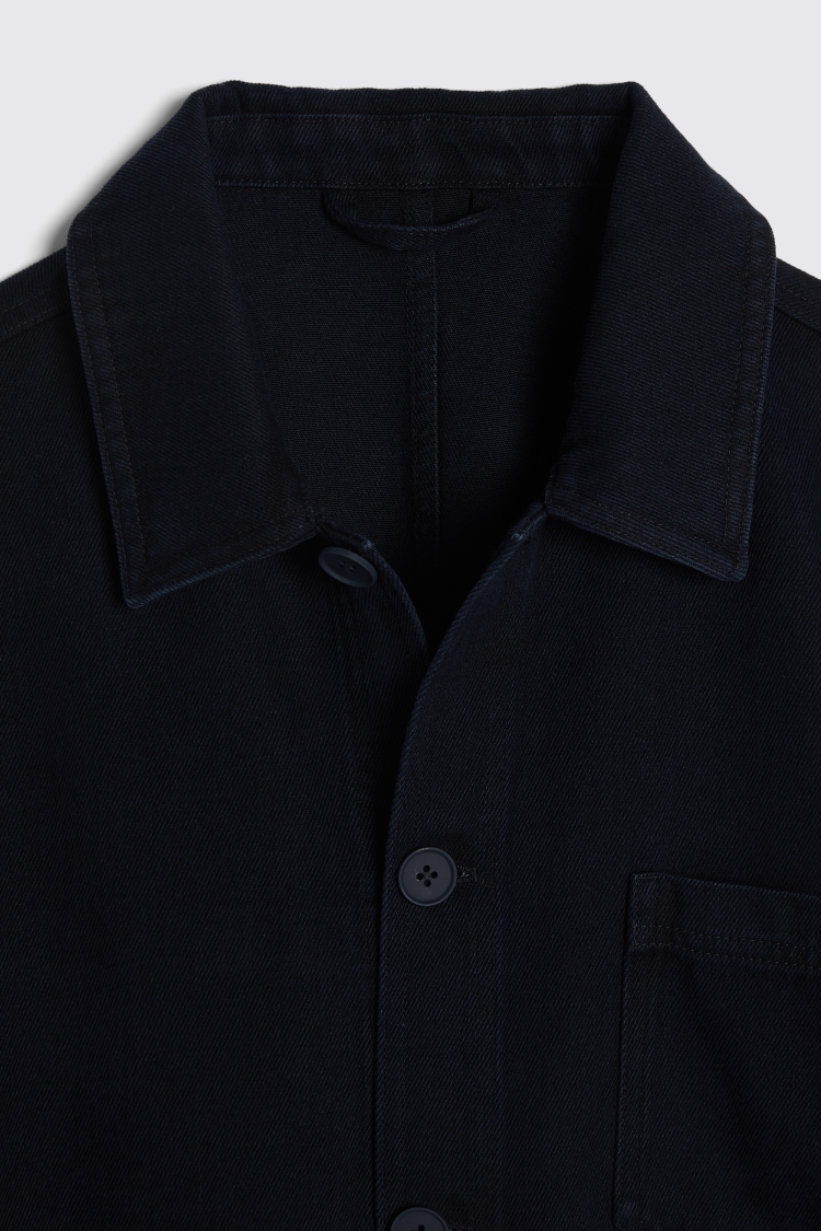 Navy Denim Three Pocket Shacket   Buy Online at Moss