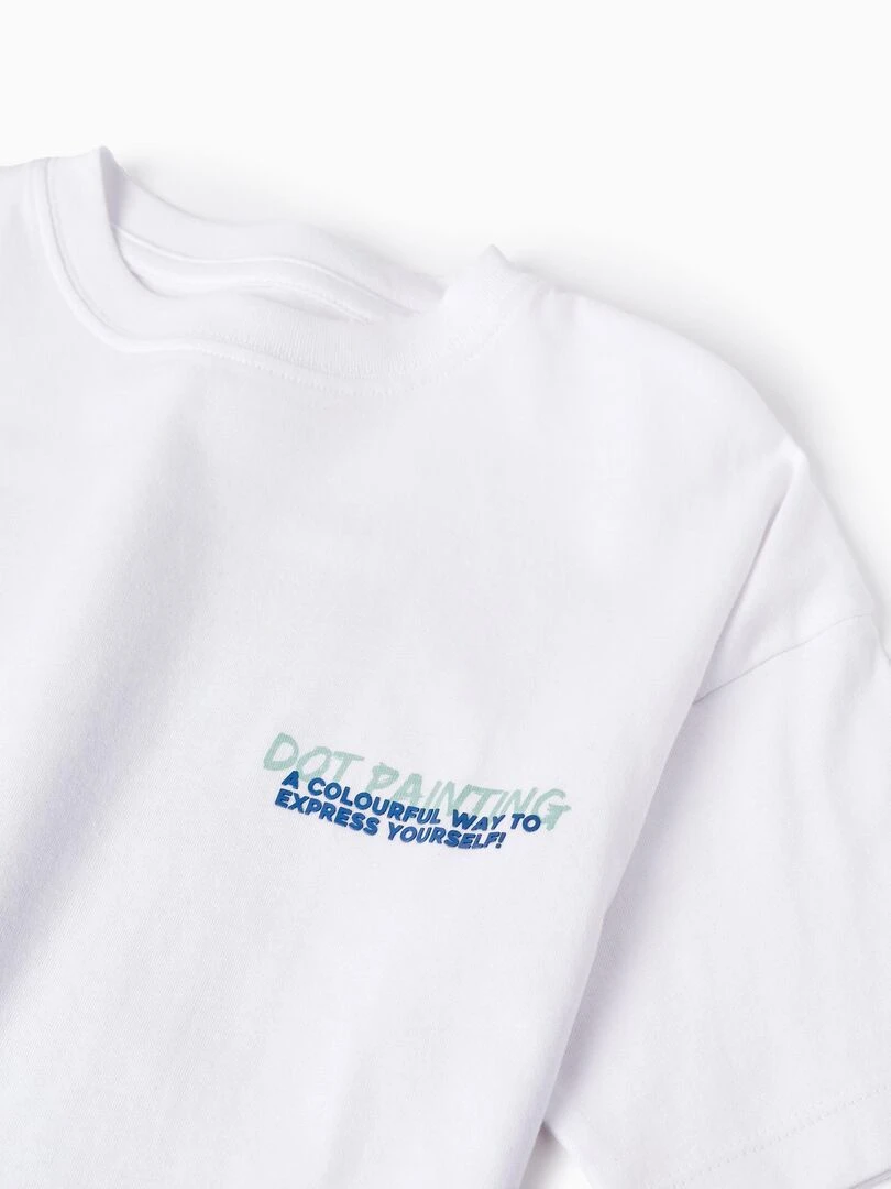 T shirt avec Imprimé dans le Dos pour Garçon 'Tortue' manches courtes   Blanc