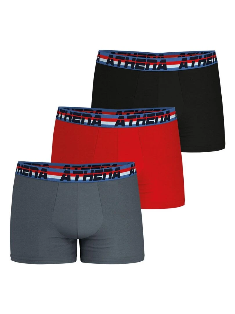 Lot de 3 boxers homme 720 Stretch Coton Gris Rouge Noir