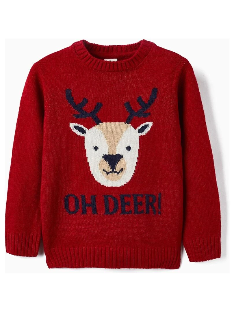 Pull en Maille pour Enfant 'Rena Noël' NOËL Rouge
